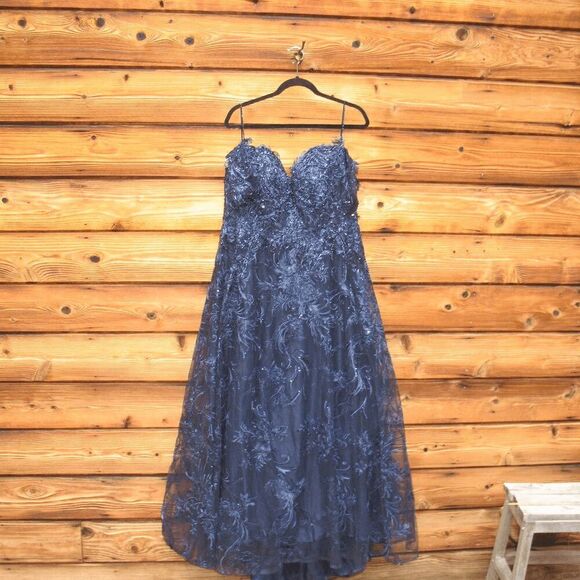 Mac Duggal 20287 Embellished Cold Shoulder Sweetheart A Line Gown Blue - Picture 5 of 16